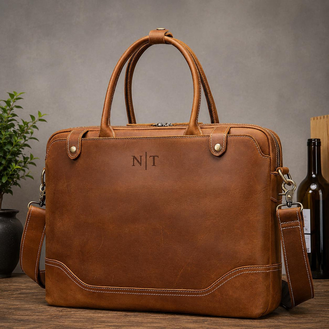 Leather Laptop Messenger Bag | Cooper