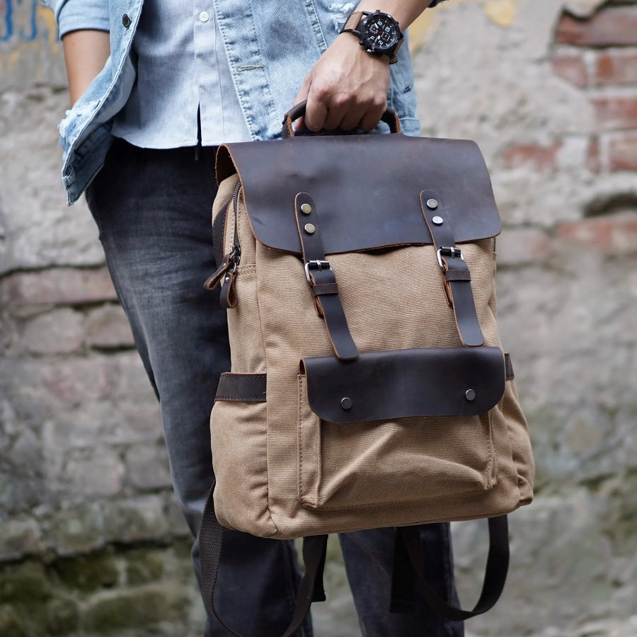 Rugged Canvas Backpack with Laptop Sleeve | Nomad