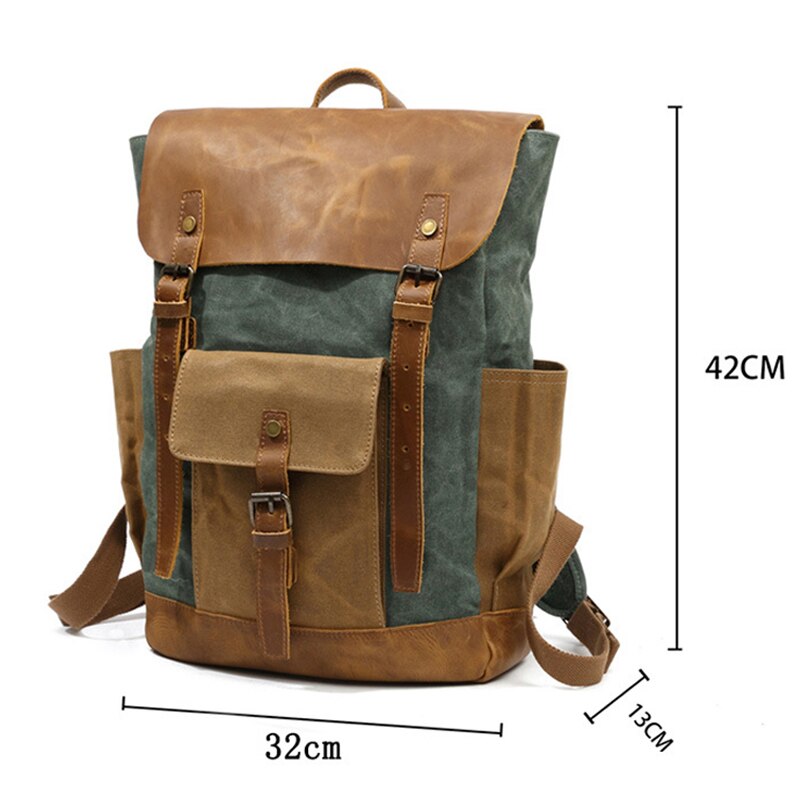 Men's Canvas Backpack with Leather Flap | Atlas