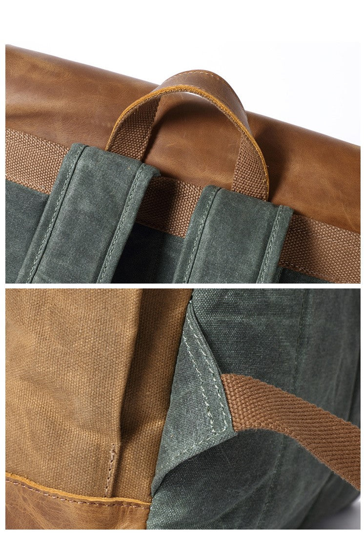 Men's Canvas Backpack with Leather Flap | Atlas