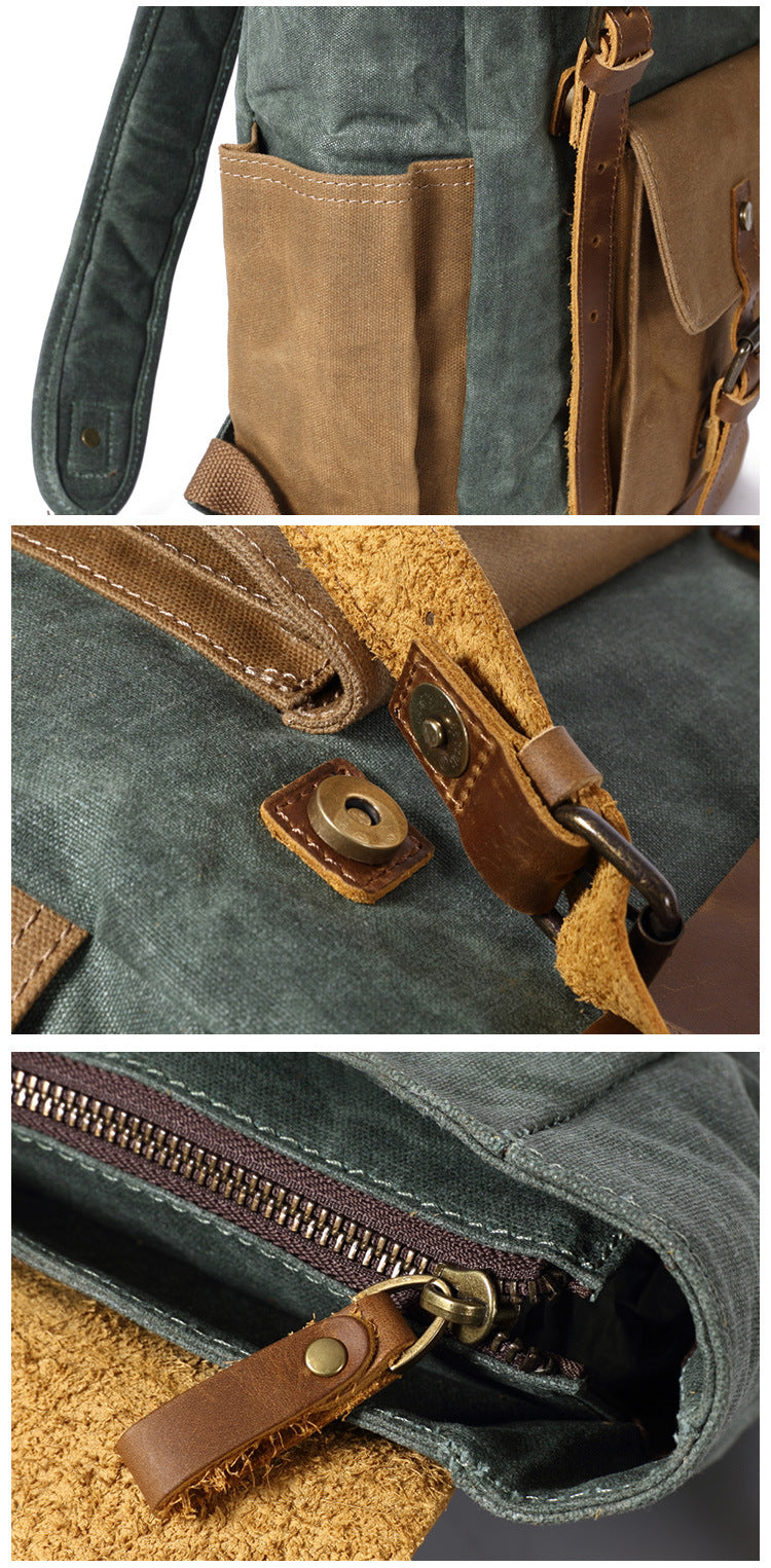 Men's Canvas Backpack with Leather Flap | Atlas