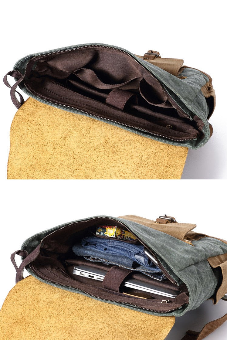 Men's Canvas Backpack with Leather Flap | Atlas