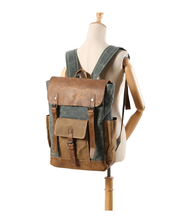 Men's Canvas Backpack with Leather Flap | Atlas