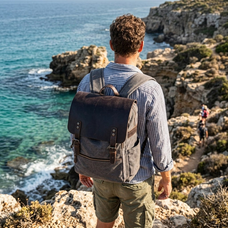 Man wearing Milan on coast