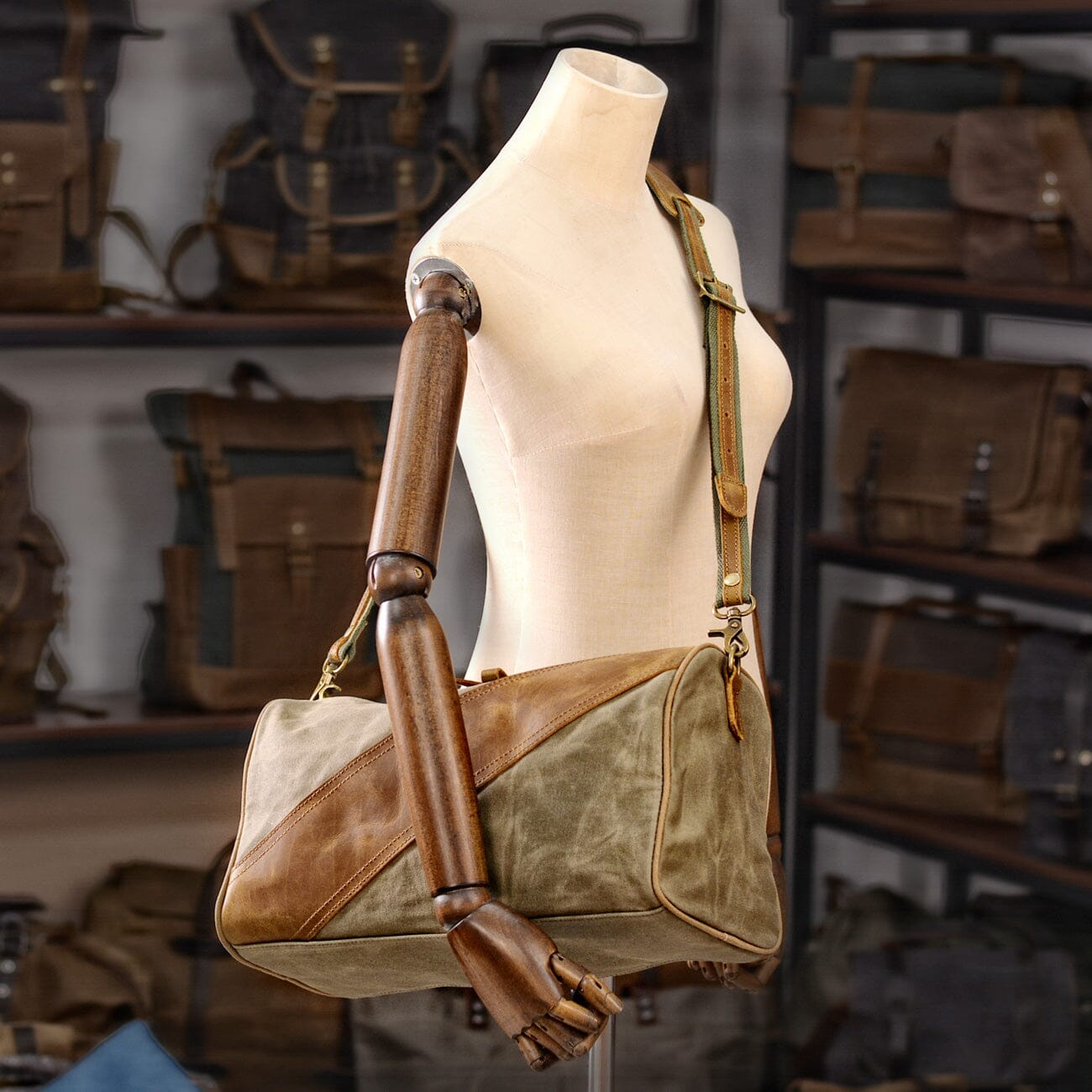 Waxed Canvas & Leather Sling Bag | Timber